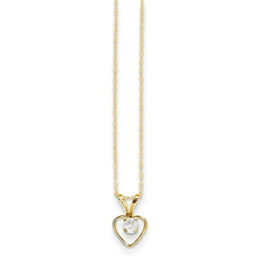 14K Yellow Gold 3mm Emerald Birthstone Heart Necklace 15" Madi K Kid's Jewelry 14K Yellow Gold 3mm Emerald Birthstone Heart Necklace 15" Madi K Kid's Jewelry